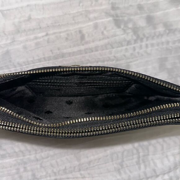 kate spade Black Gold Double Compartment Zip Nylon Clutch